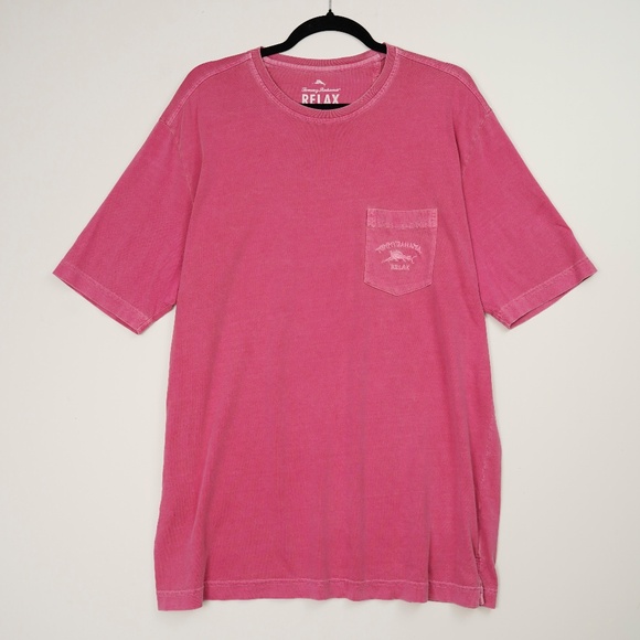 Tommy Bahama Men’s Pocket T Shirt Large Light Peach Short Sleeve 100% Cotton L - Picture 1 of 7